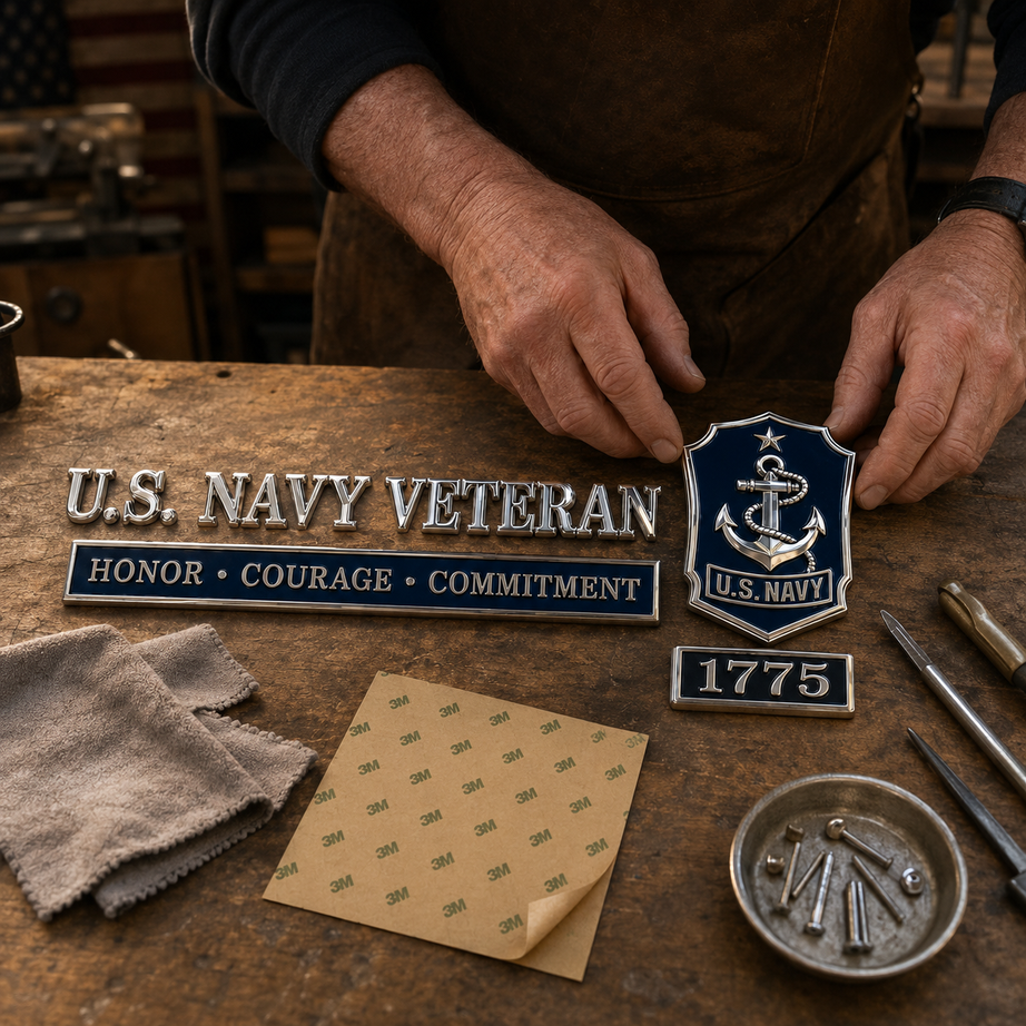 U.S. Military Veteran Car Emblem Metal Badge Collection