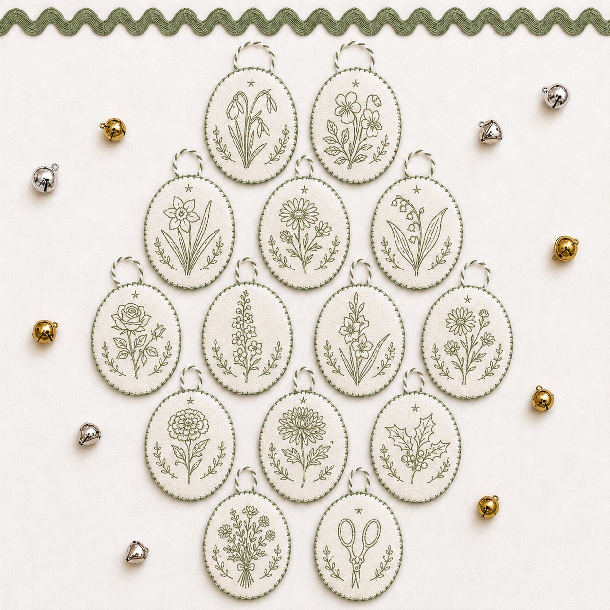 Beginner-Friendly DIY Heirloom Oval Embroidery Ornament Kit Collection