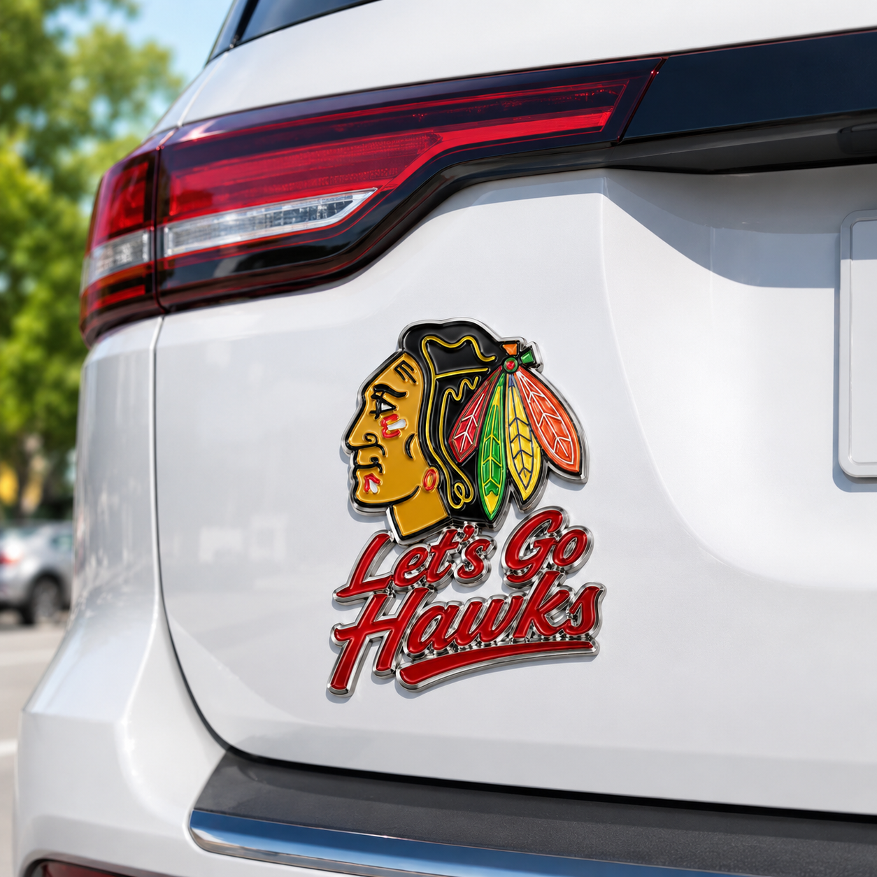 Let’s Go Hawks Car Emblem Metal Badge