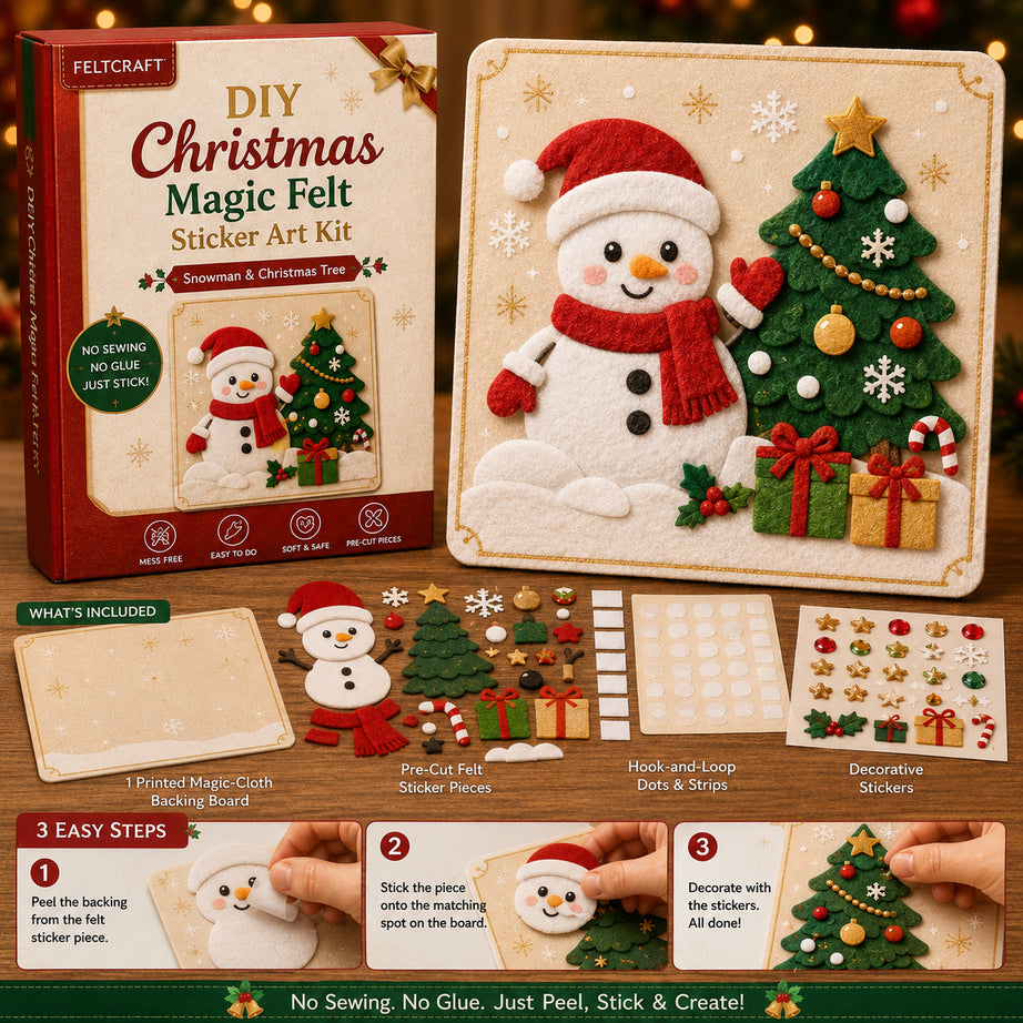 DIY Christmas Magic Felt Sticker Art Kit