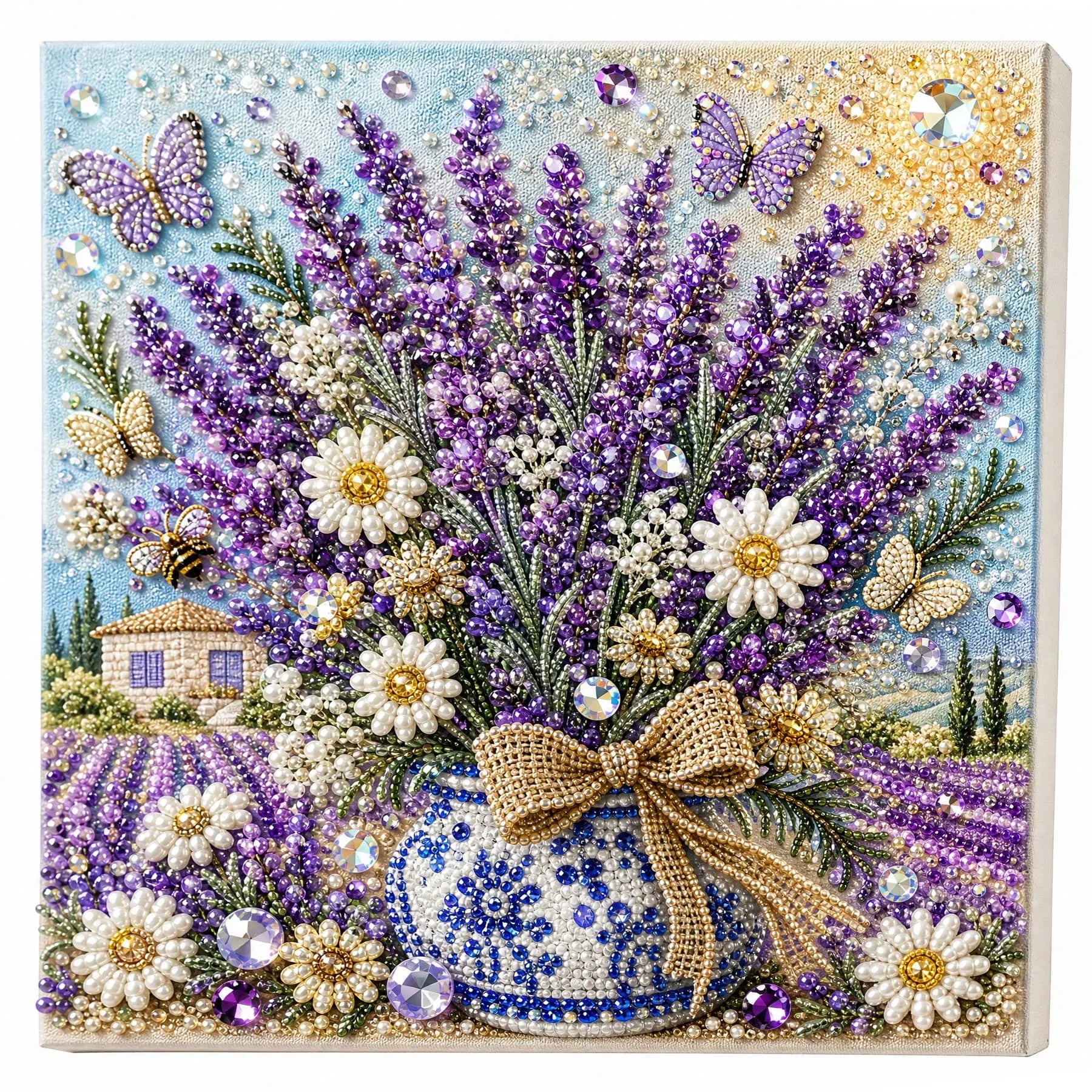 Framed Lavender - Pearls Painting Kit DIY Diamond Painting Pearl Dot Crafts