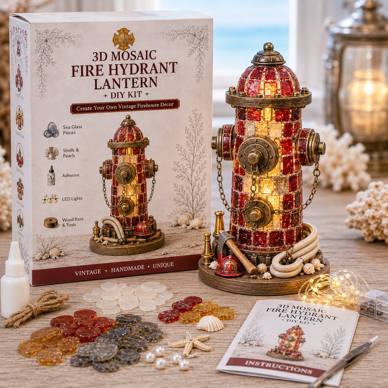 Beginner-Friendly Vintage Firehouse Mosaic Light DIY Kit Collection