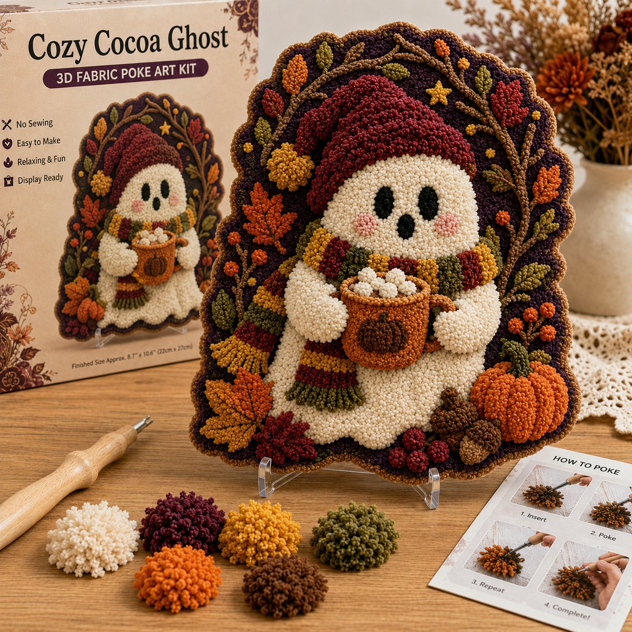 Spooky Hollow Ghost Friends 3D Fabric Poke Art Kit