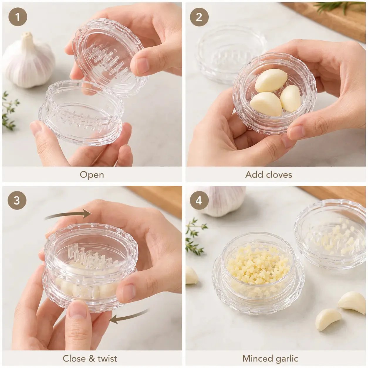 Clear Manual Garlic Twister and Ginger Mincer Tool