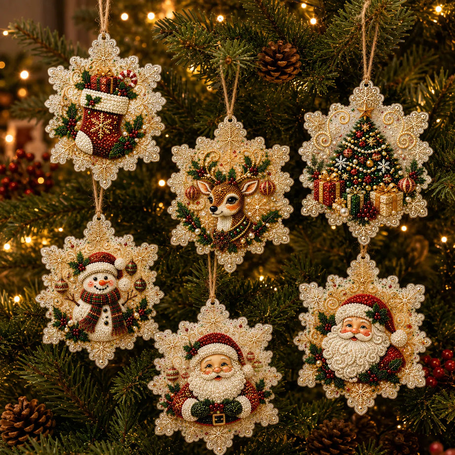 Christmas Wooden Ornaments DIY Pearls Diamond Painting Kit*