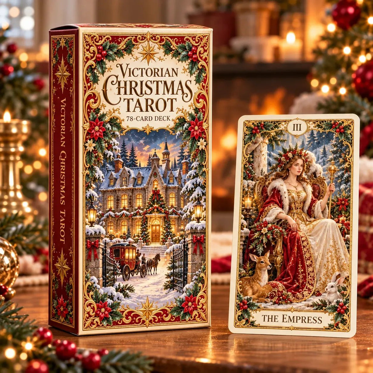 Victorian Christmas Tarot | Illustriertes Kartendeck mit 78 Karten und passender Schachtel