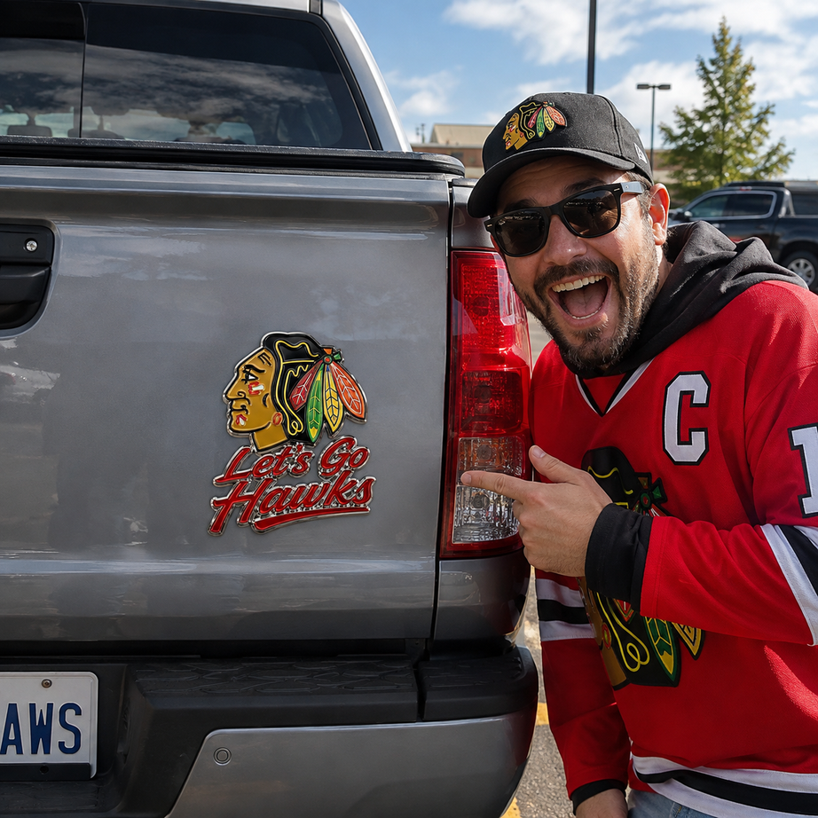Let’s Go Hawks Car Emblem Metal Badge