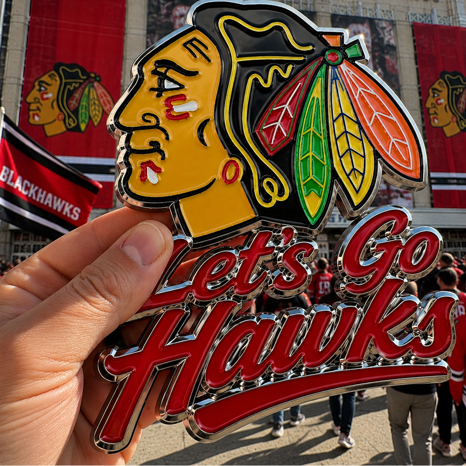Let’s Go Hawks Car Emblem Metal Badge