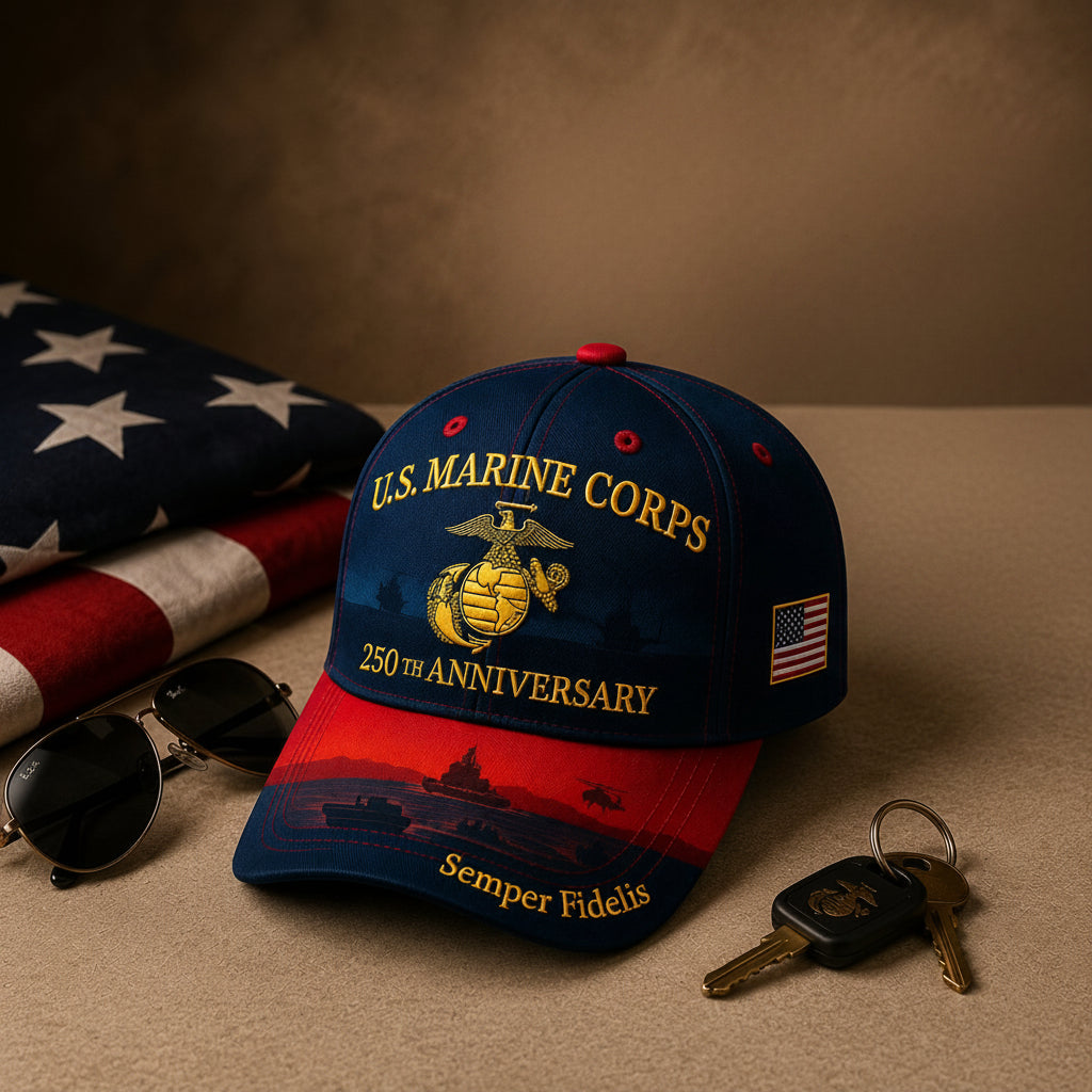 U.S. Marine Corps 250th Anniversary Commemorative Embroidered Cap