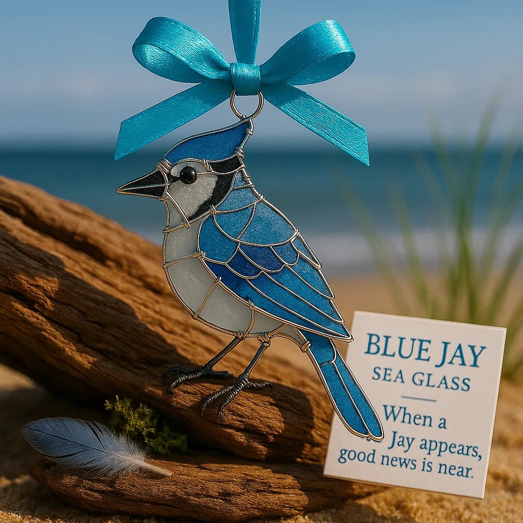 Christmas Handmade Sea Glass Acrylic Bird Ornament