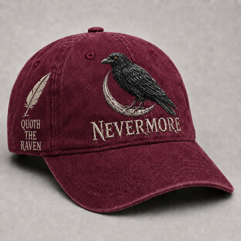 Nevermore Raven Vintage Cap | Gothic Bird Lover Hat
