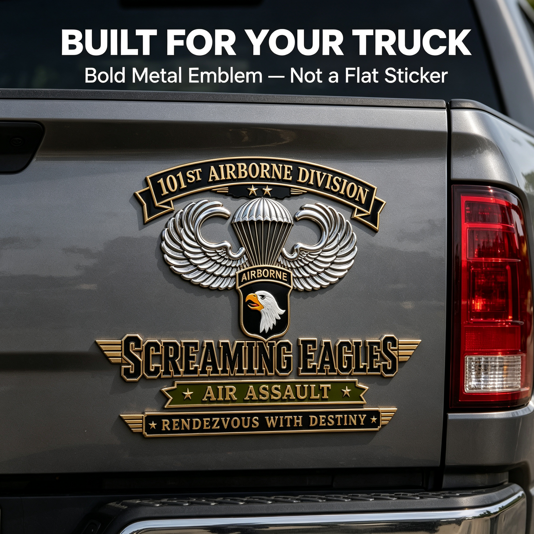 101st Airborne Division Screaming Eagles Metal Car Emblem