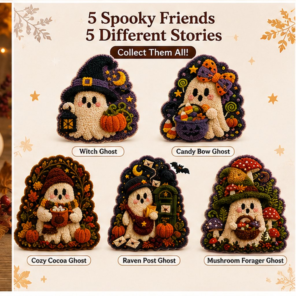 Spooky Hollow Ghost Friends 3D Fabric Poke Art Kit