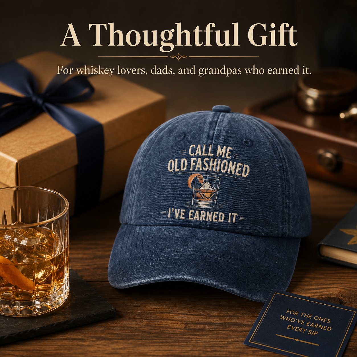 "Call Me Old Fashioned, I’ve Earned It" Whiskey Lounge Vintage Chill Cap