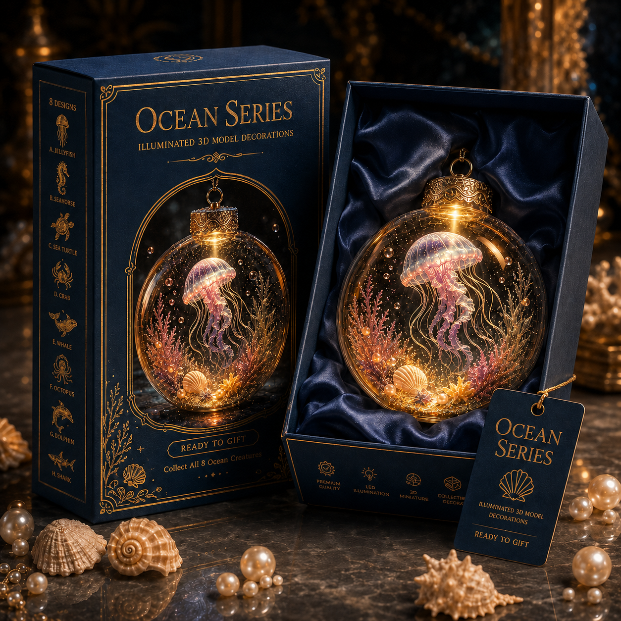 Ocean Series Illuminated 3D Model Decorations