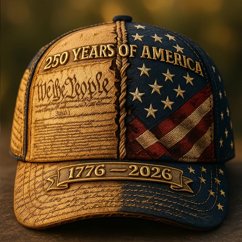 250 Years of America Patriotic Baseball Cap, Vintage US Flag & We The People Hat