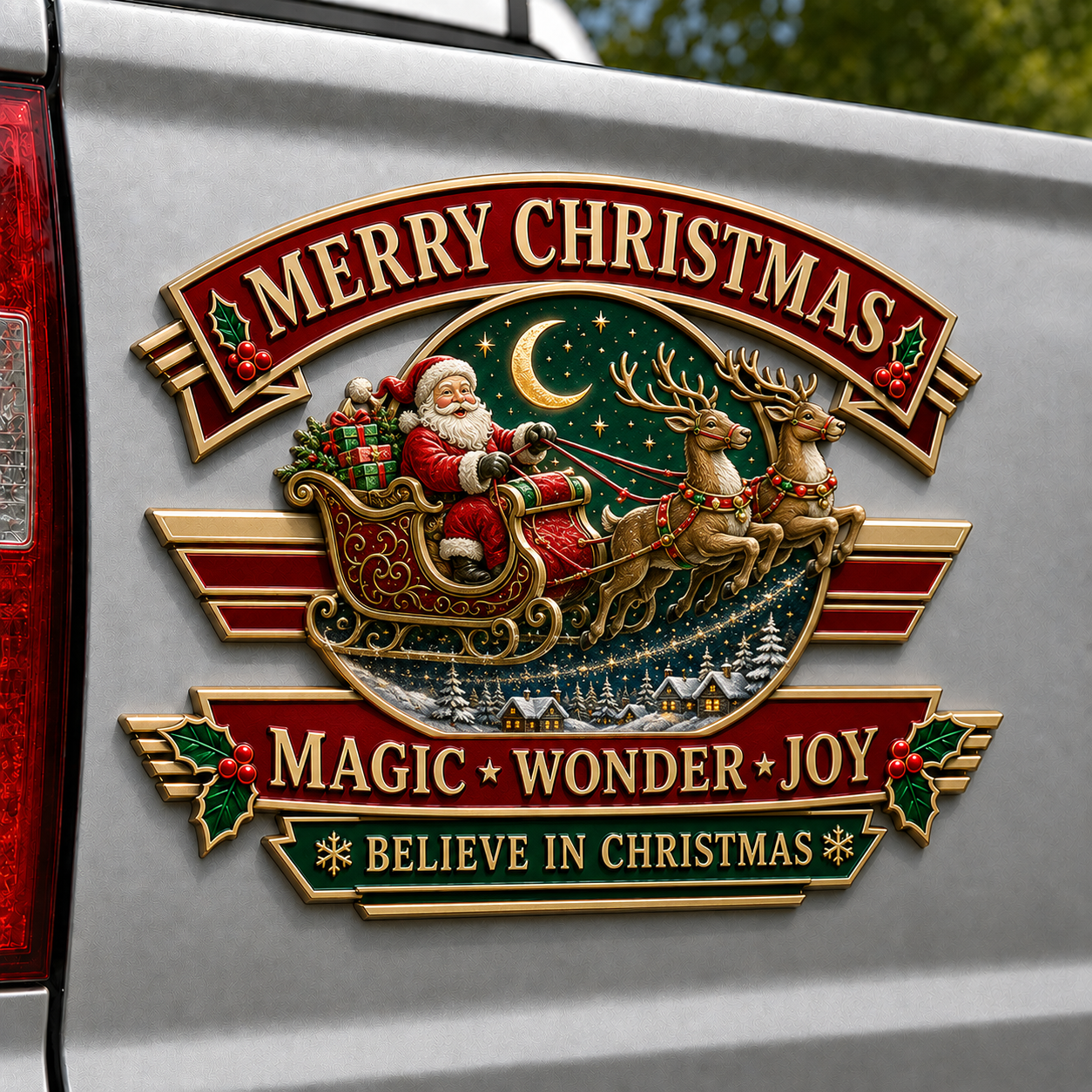 Christmas Vintage Metal Car Emblem