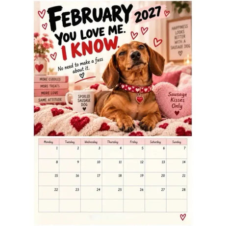 2027 Funny Dachshund Wall Calendar