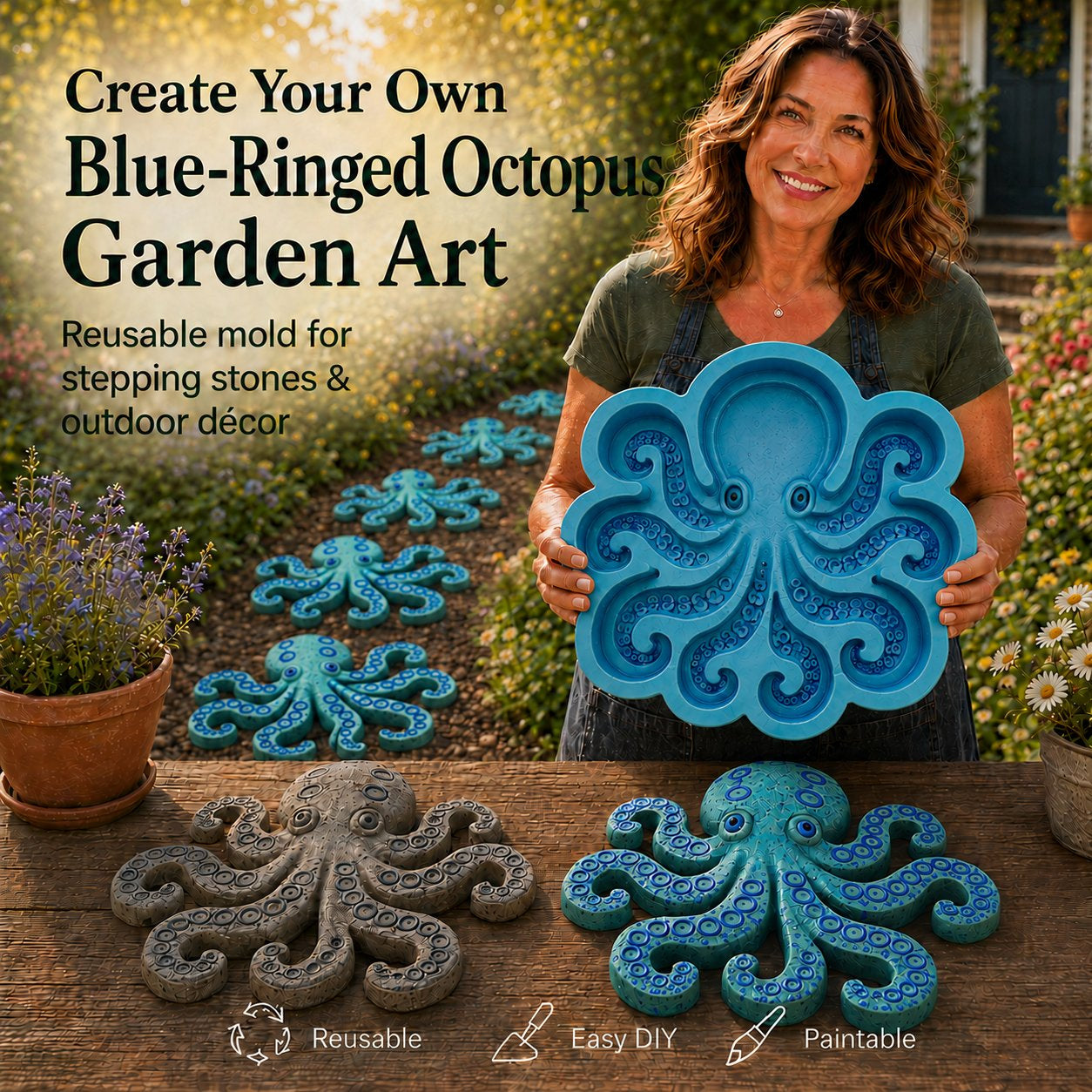 Reusable Ocean Theme Garden Art Mold