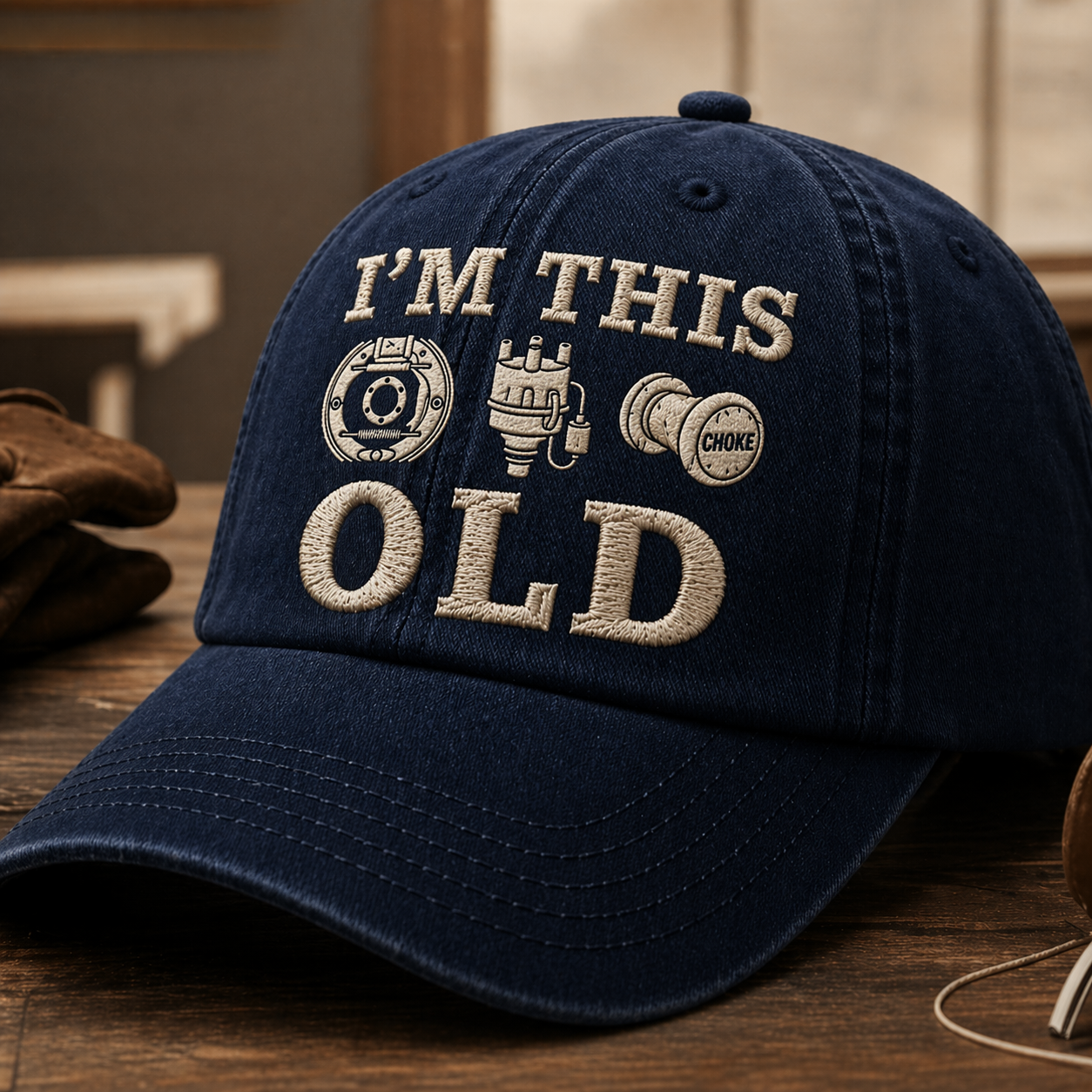 Vintage Mechanic Style Embroidered Cap