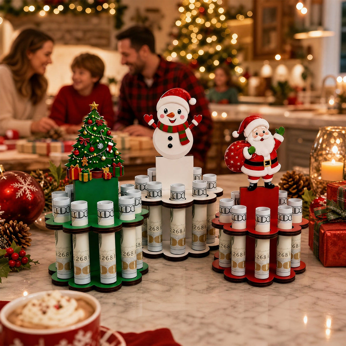 Christmas Tabletop Wooden Money Holder