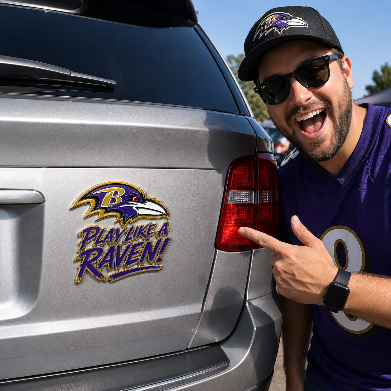 Play Like a Raven Car Emblem Metal Badge