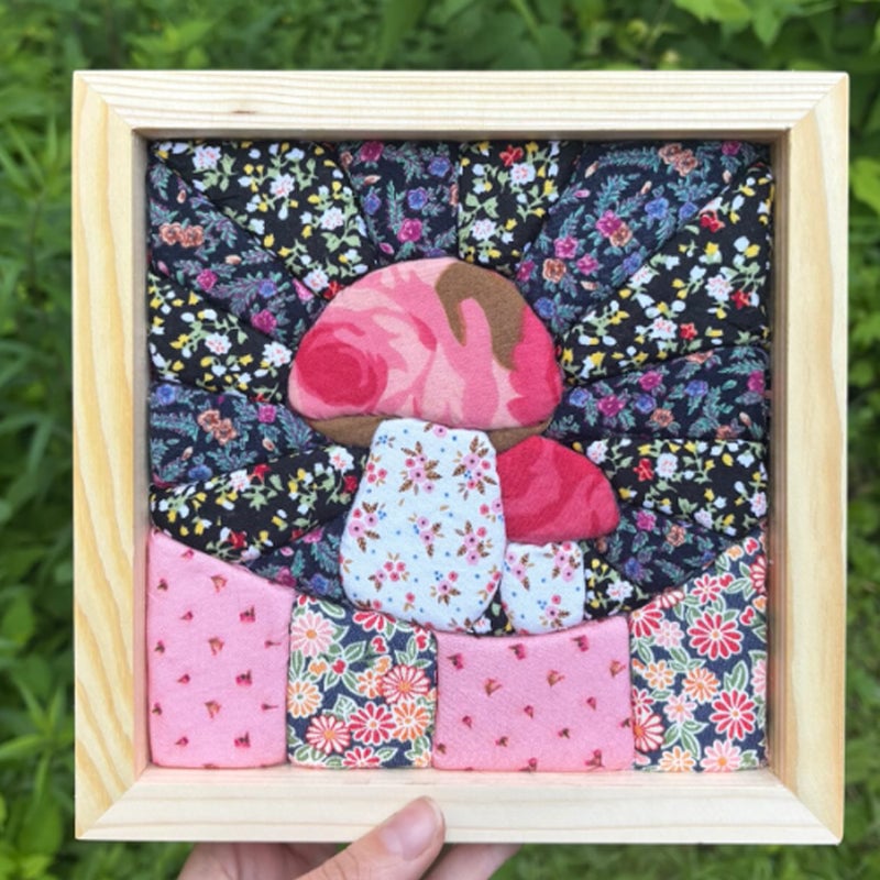 Quilt Fabric Artwork, Textured Stitched Wall Hanging