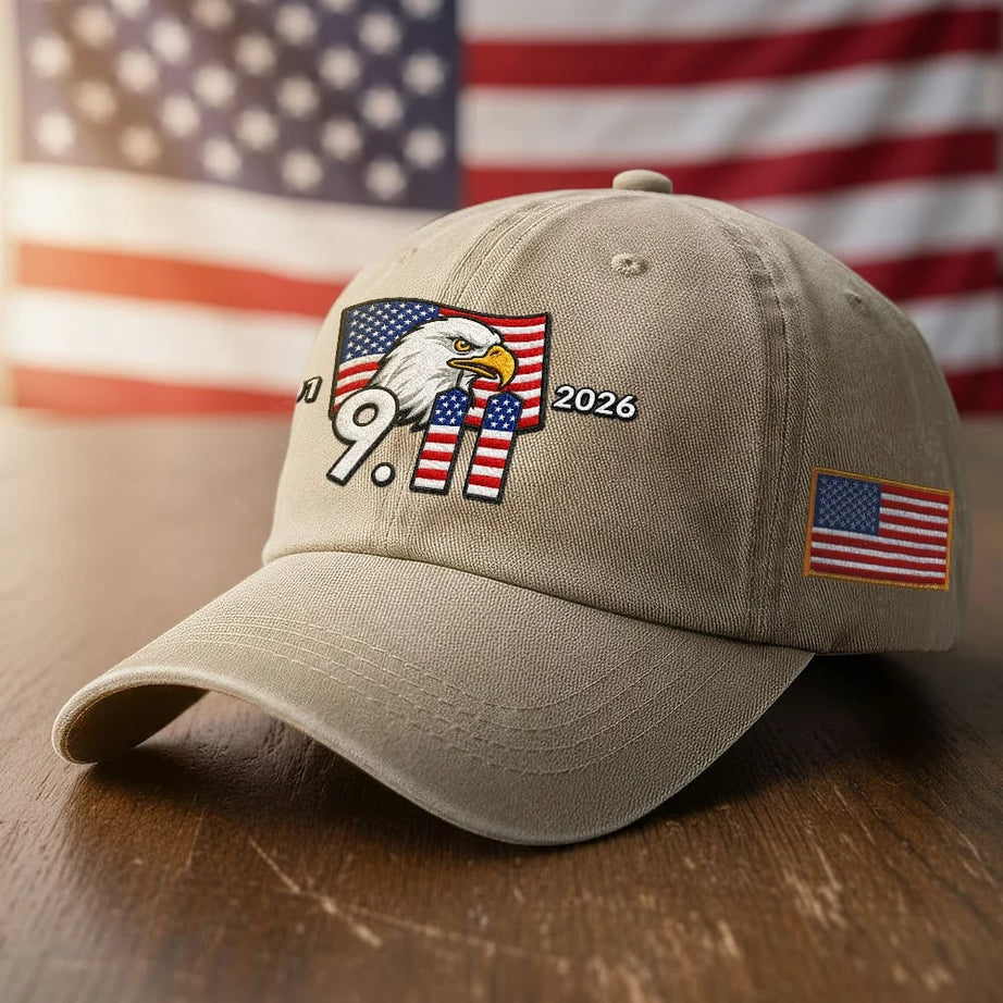 911 Patriot Day 25th Anniversary Washed Cap Embroidered Eagle American Flag