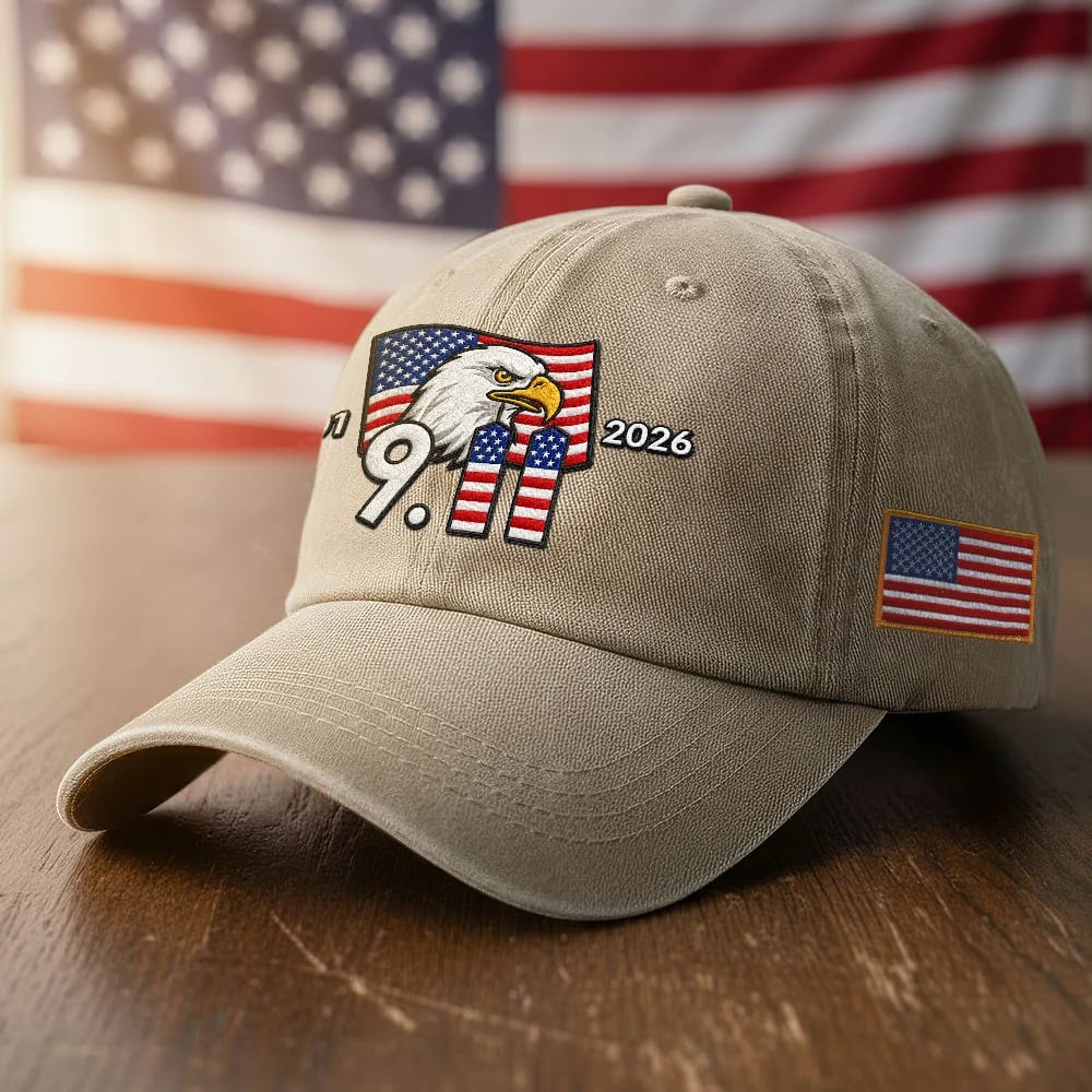 911 Patriot Day 25th Anniversary Washed Cap Embroidered Eagle American Flag
