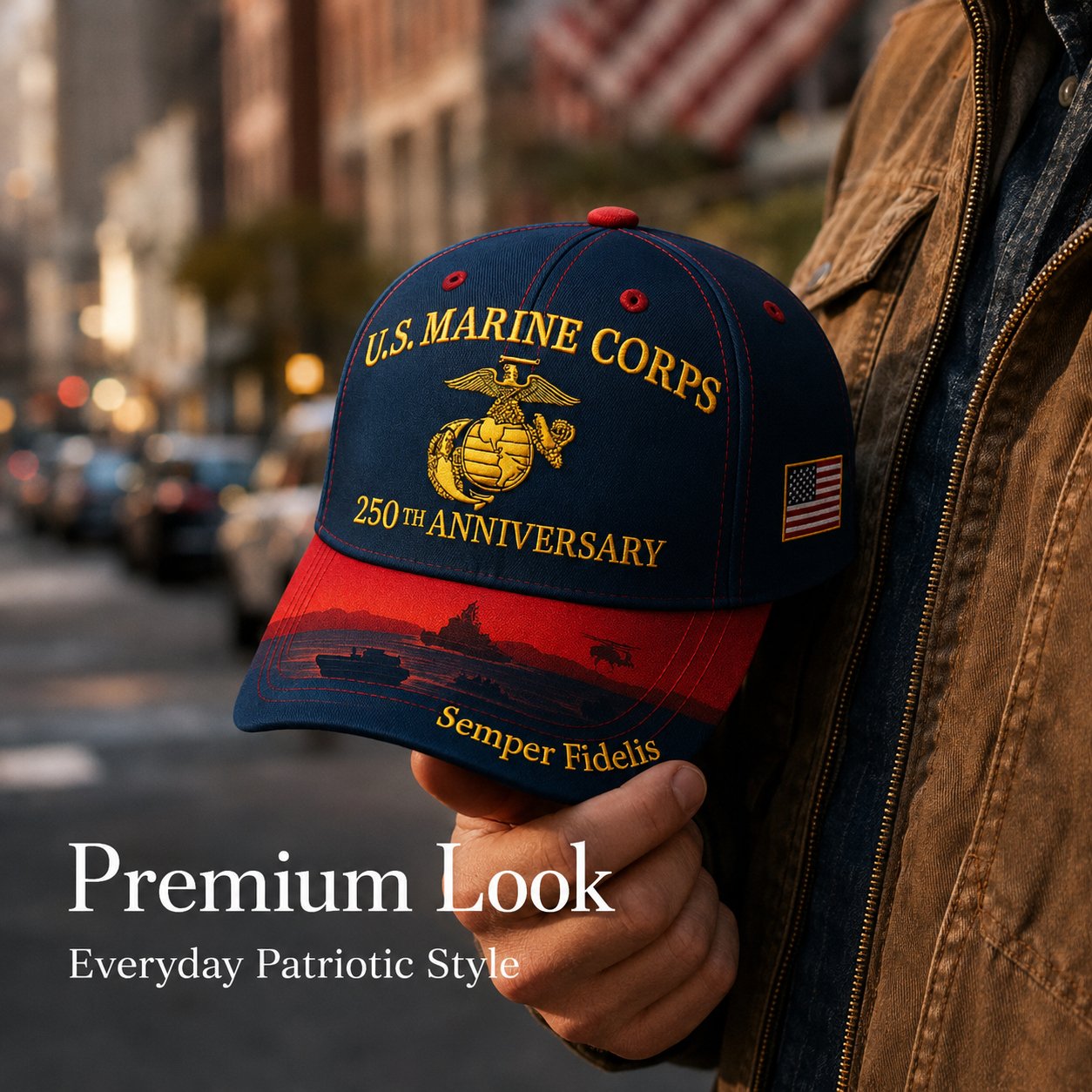 U.S. Marine Corps 250th Anniversary Commemorative Embroidered Cap