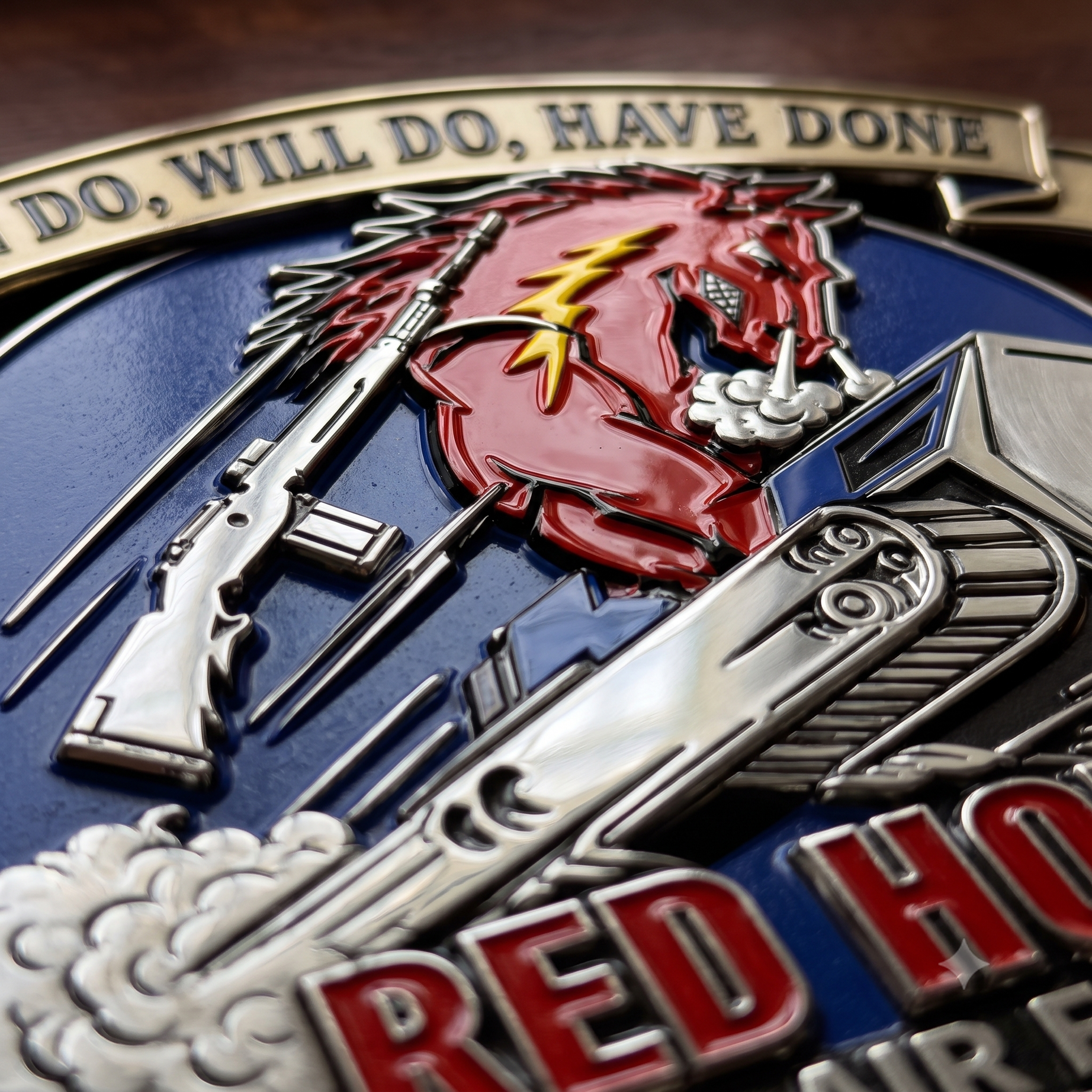 U.S. Air Force Red Horse Combat Engineers Car Emblem Metal Badge