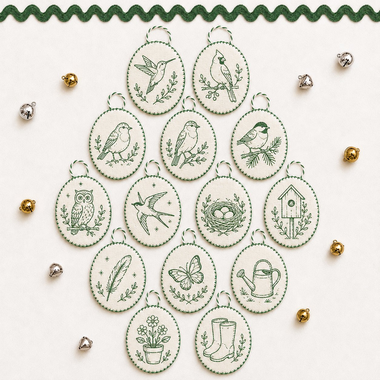 Beginner-Friendly DIY Heirloom Oval Embroidery Ornament Kit Collection