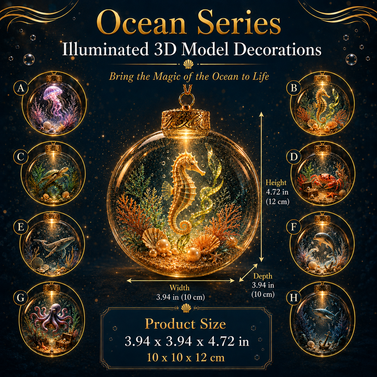 Ocean Series Illuminated 3D Model Decorations