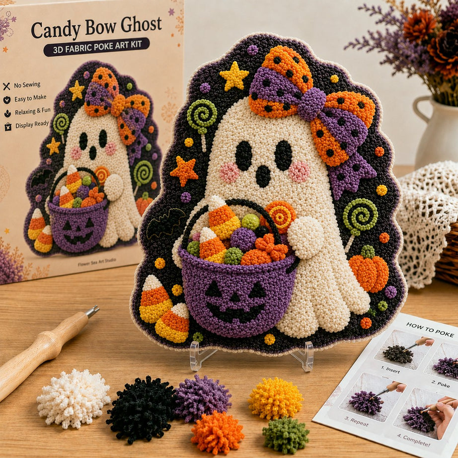 Spooky Hollow Ghost Friends 3D Fabric Poke Art Kit
