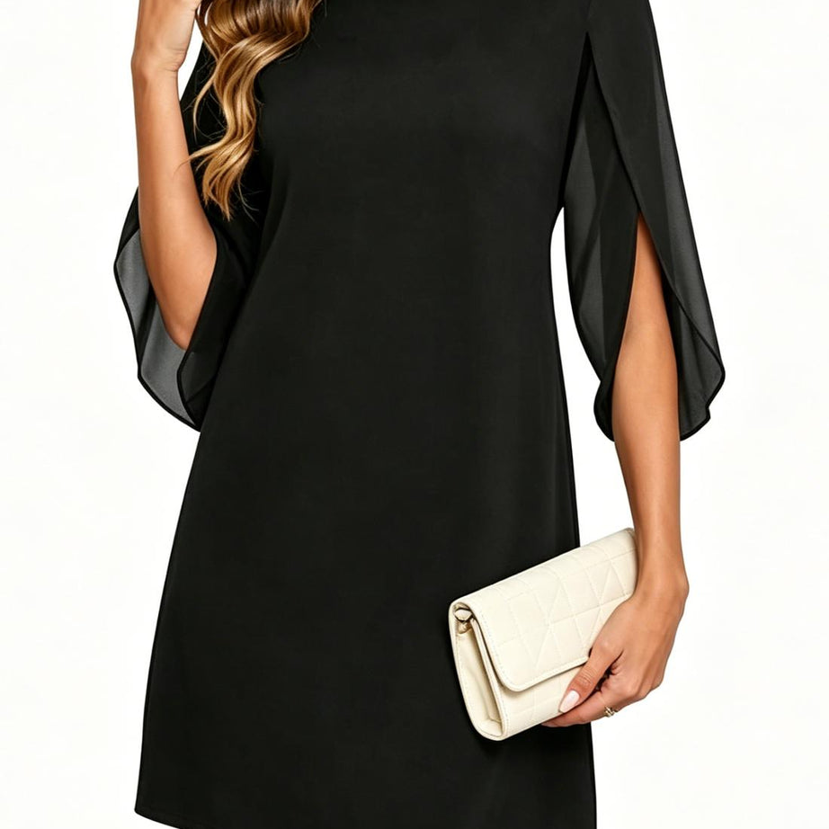 Women's Flutter Sleeve Chiffon Dress