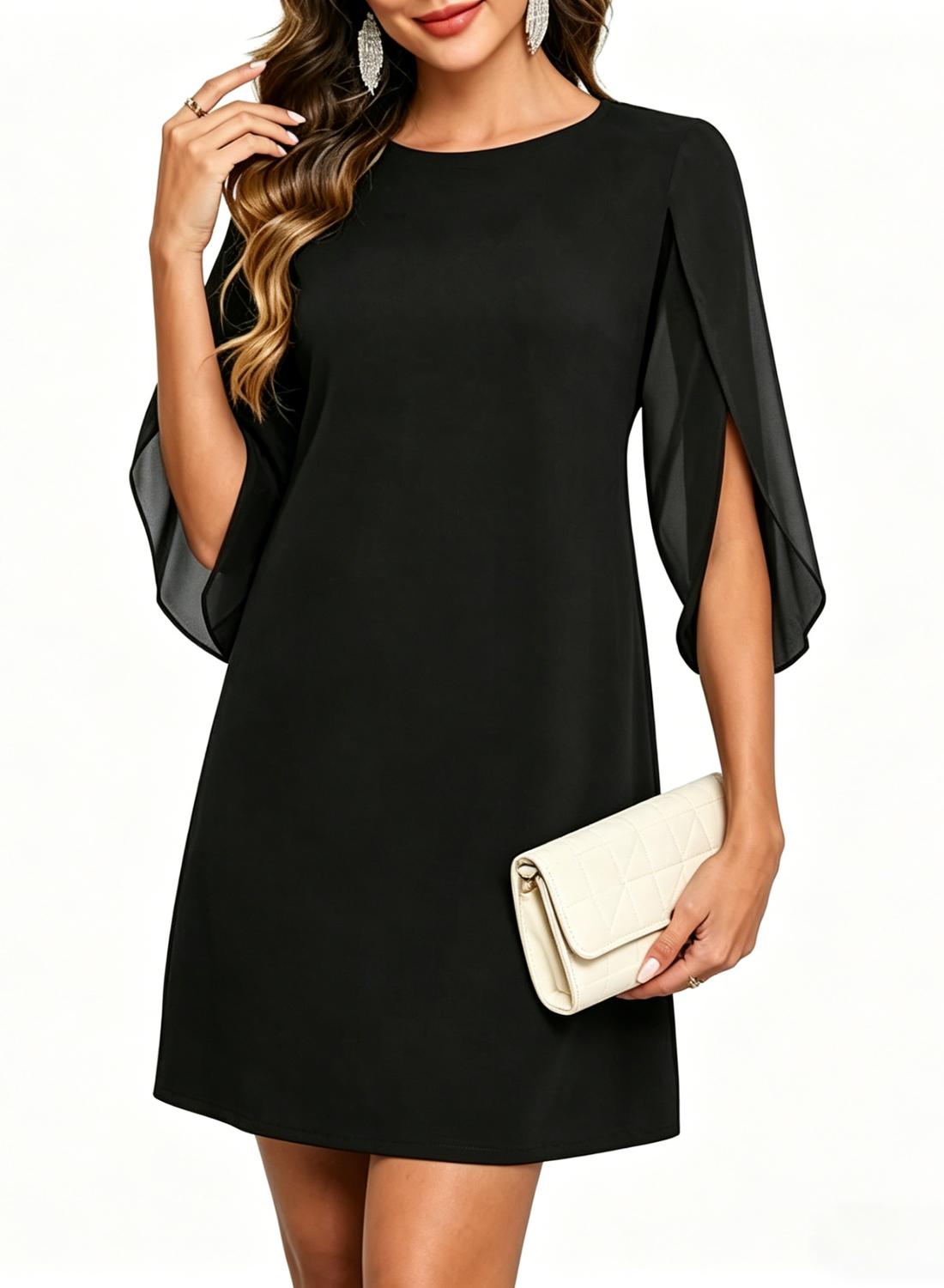 Women's Flutter Sleeve Chiffon Dress