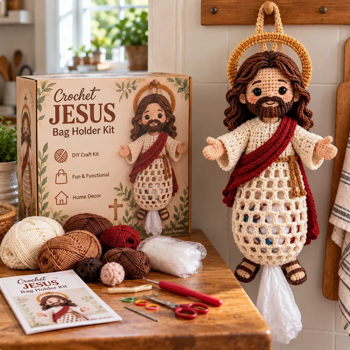 Beginner-Friendly Blessed Home Crochet Bag Holder DIY Kit