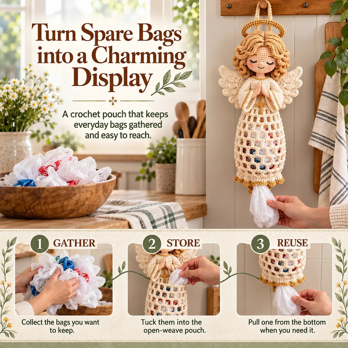 Beginner-Friendly Blessed Home Crochet Bag Holder DIY Kit