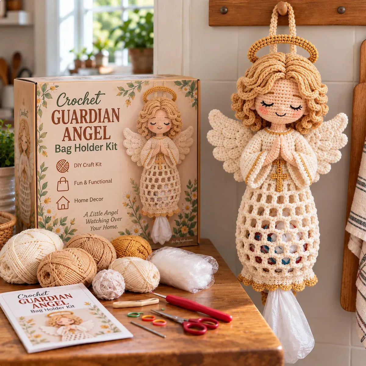 Beginner-Friendly Blessed Home Crochet Bag Holder DIY Kit