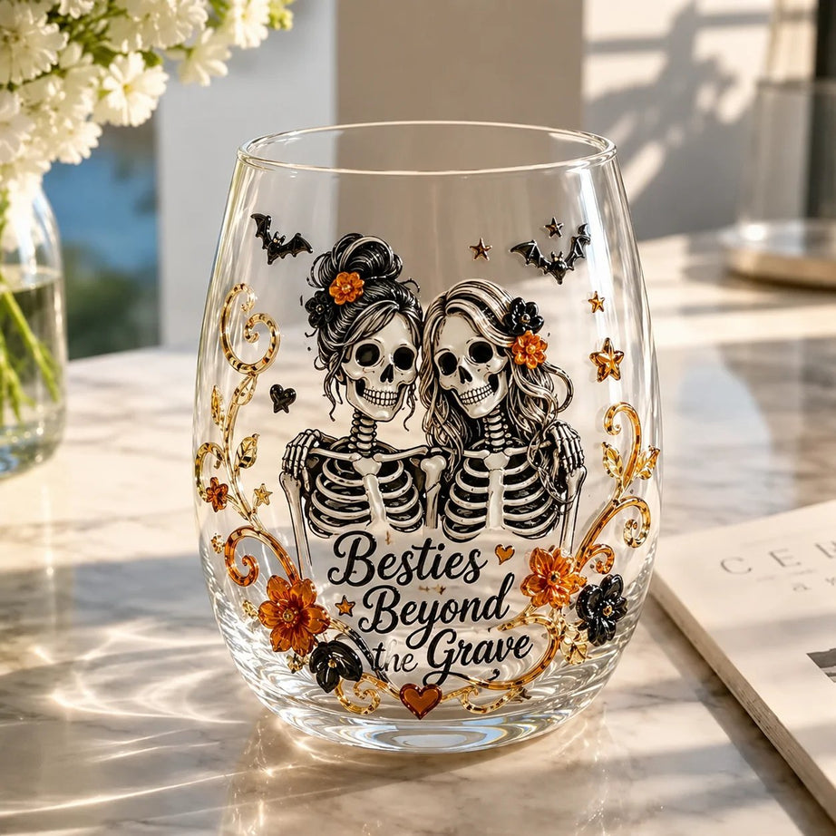 Best Friend Skeleton Glass Cup