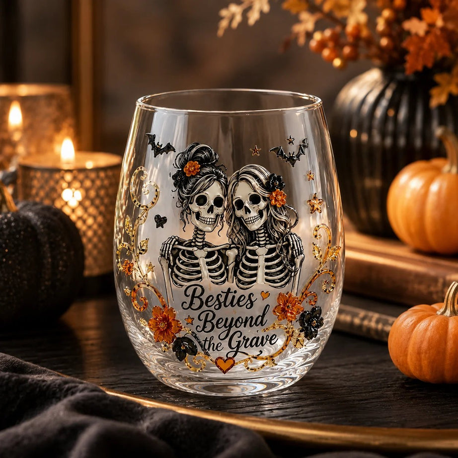 Best Friend Skeleton Glass Cup