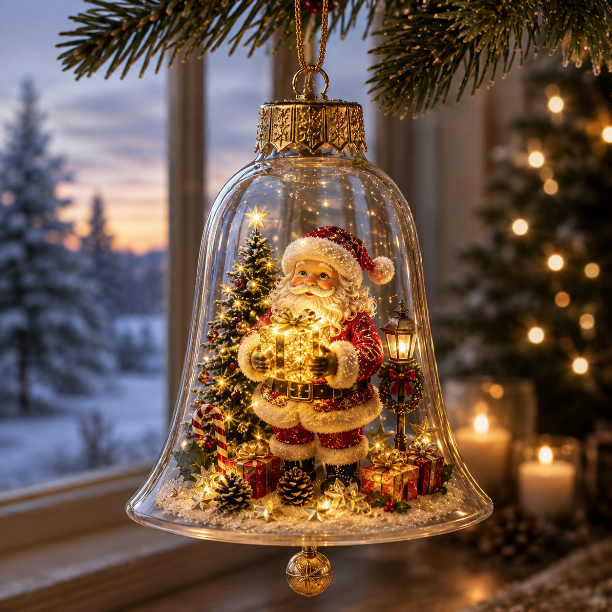 Glowing Christmas Story Ornament – Light-Up Mini Holiday Scene