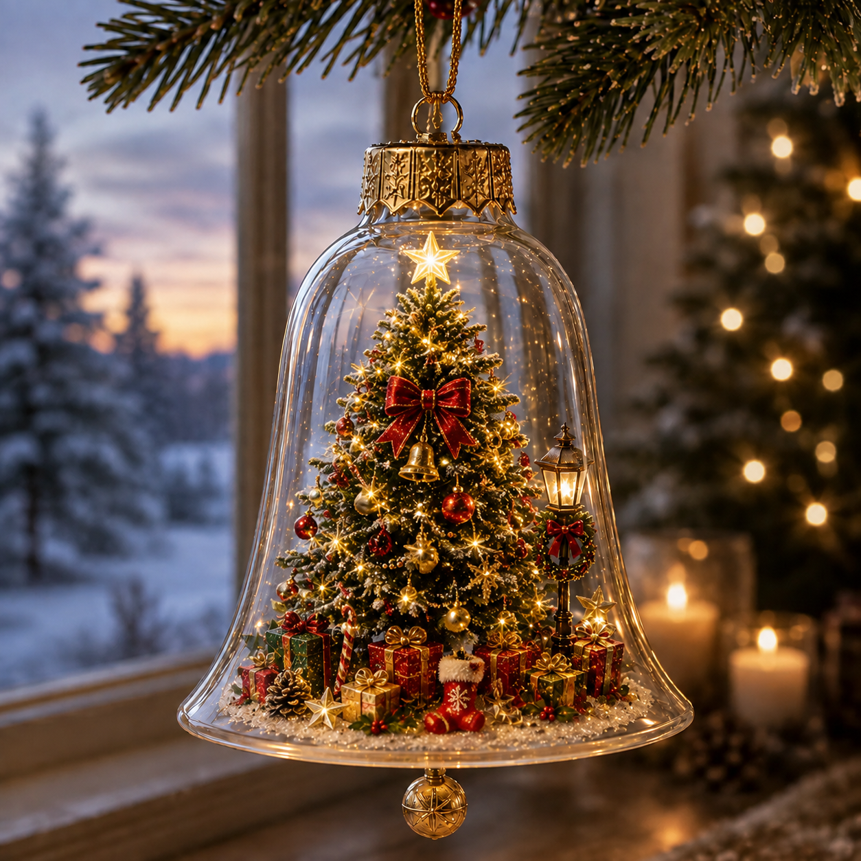 Glowing Christmas Story Ornament – Light-Up Mini Holiday Scene