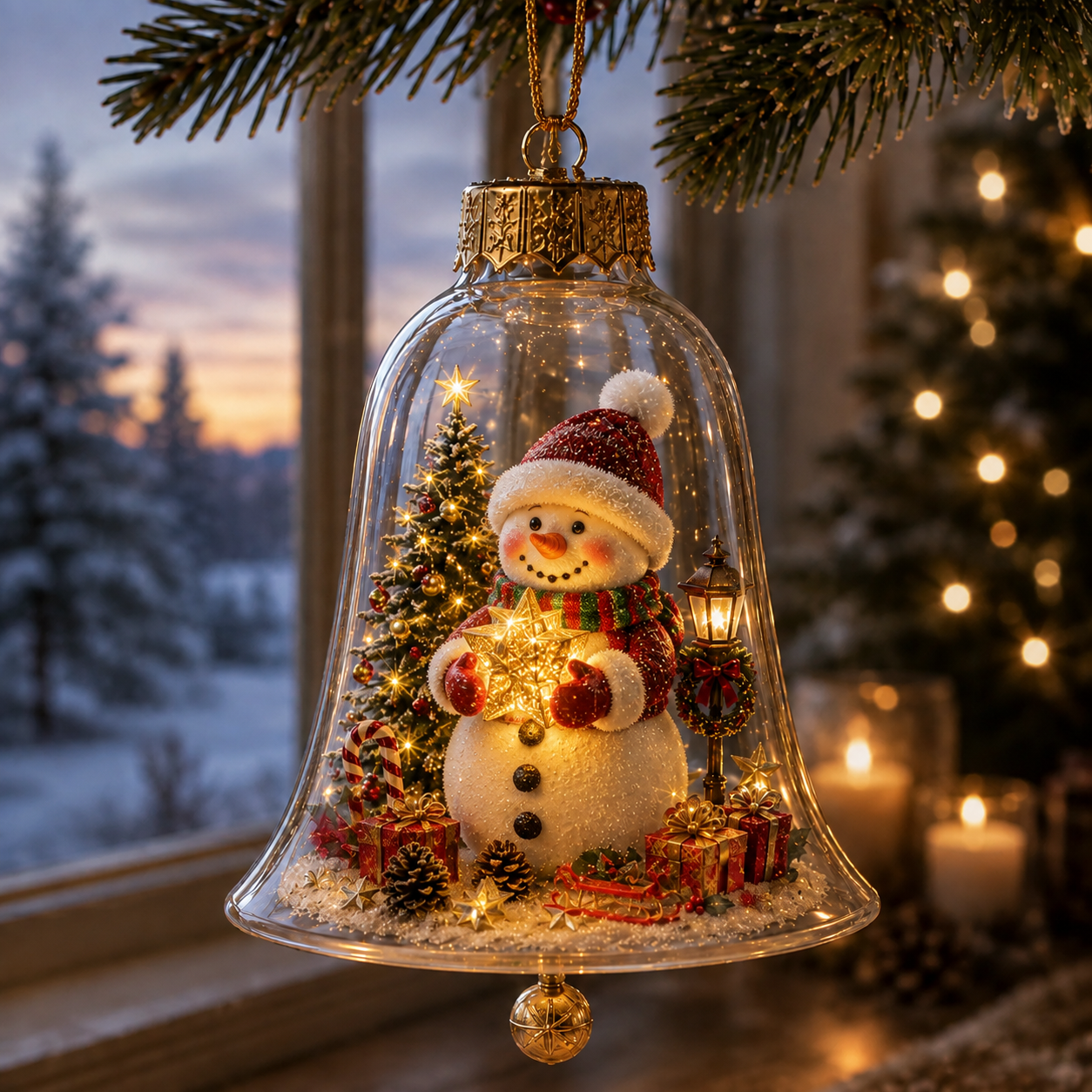 Glowing Christmas Story Ornament – Light-Up Mini Holiday Scene