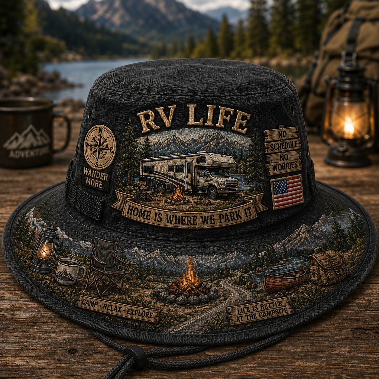 Vintage RV Life Adventure Boonie Hat – Home Is Where We Park It