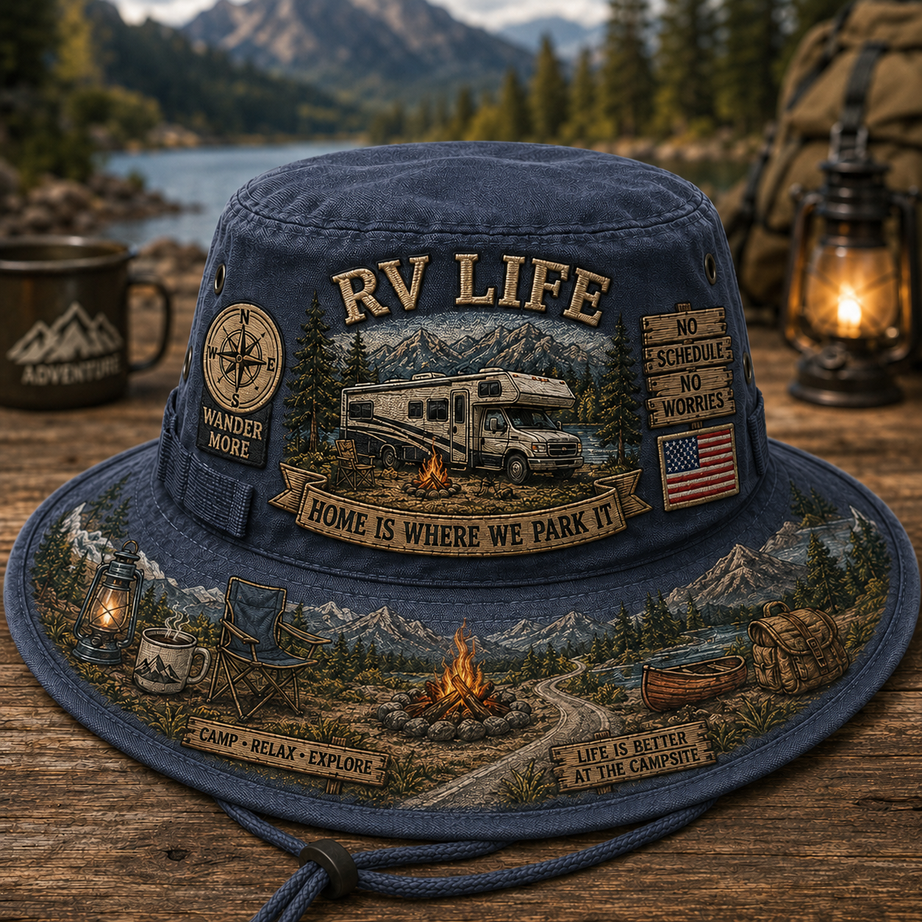 Vintage RV Life Adventure Boonie Hat – Home Is Where We Park It