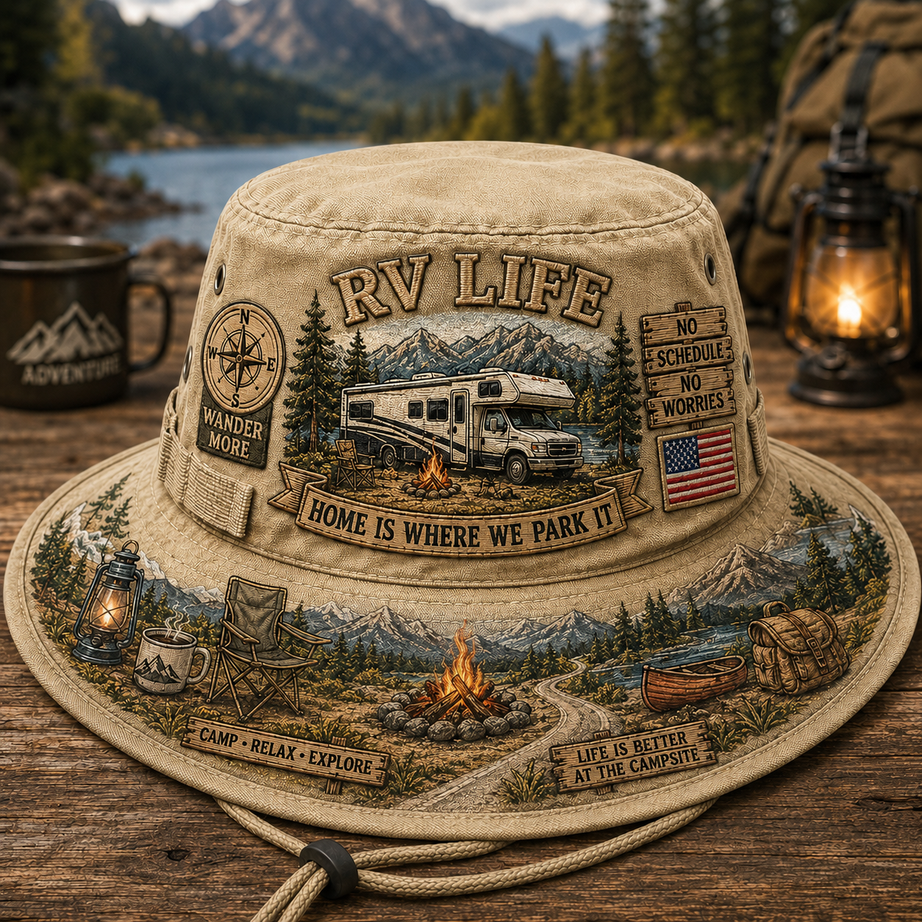 Vintage RV Life Adventure Boonie Hat – Home Is Where We Park It