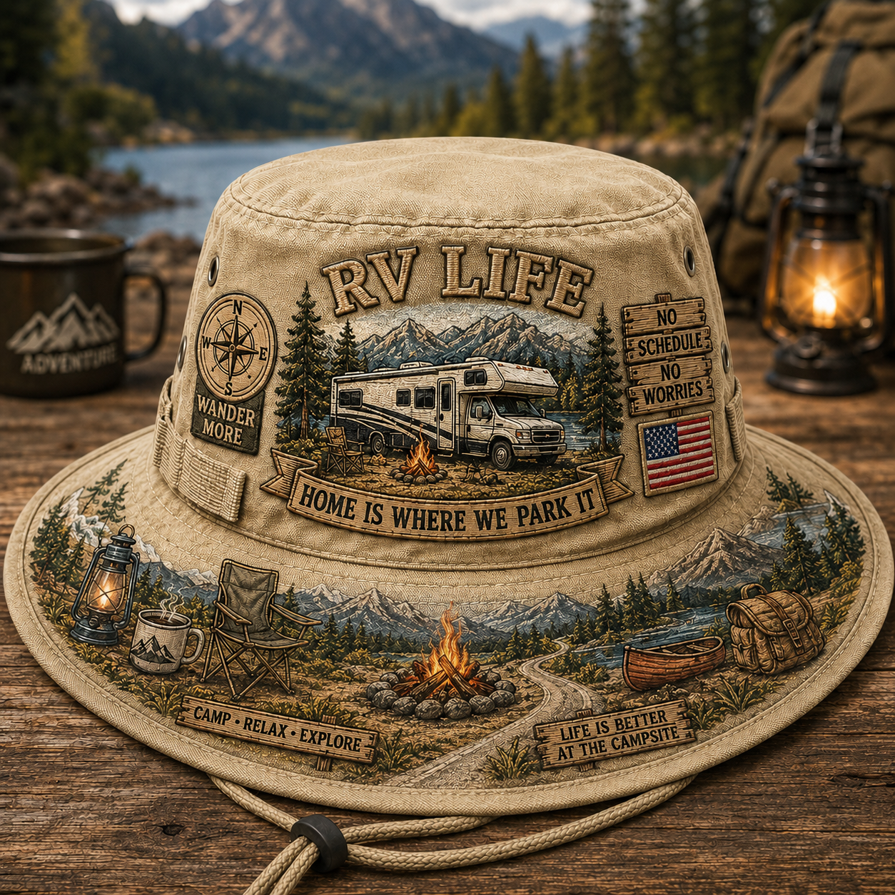 Vintage RV Life Adventure Boonie Hat – Home Is Where We Park It