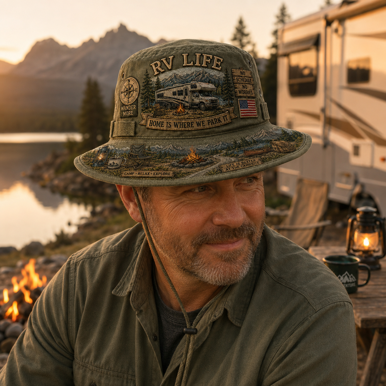 Vintage RV Life Adventure Boonie Hat – Home Is Where We Park It