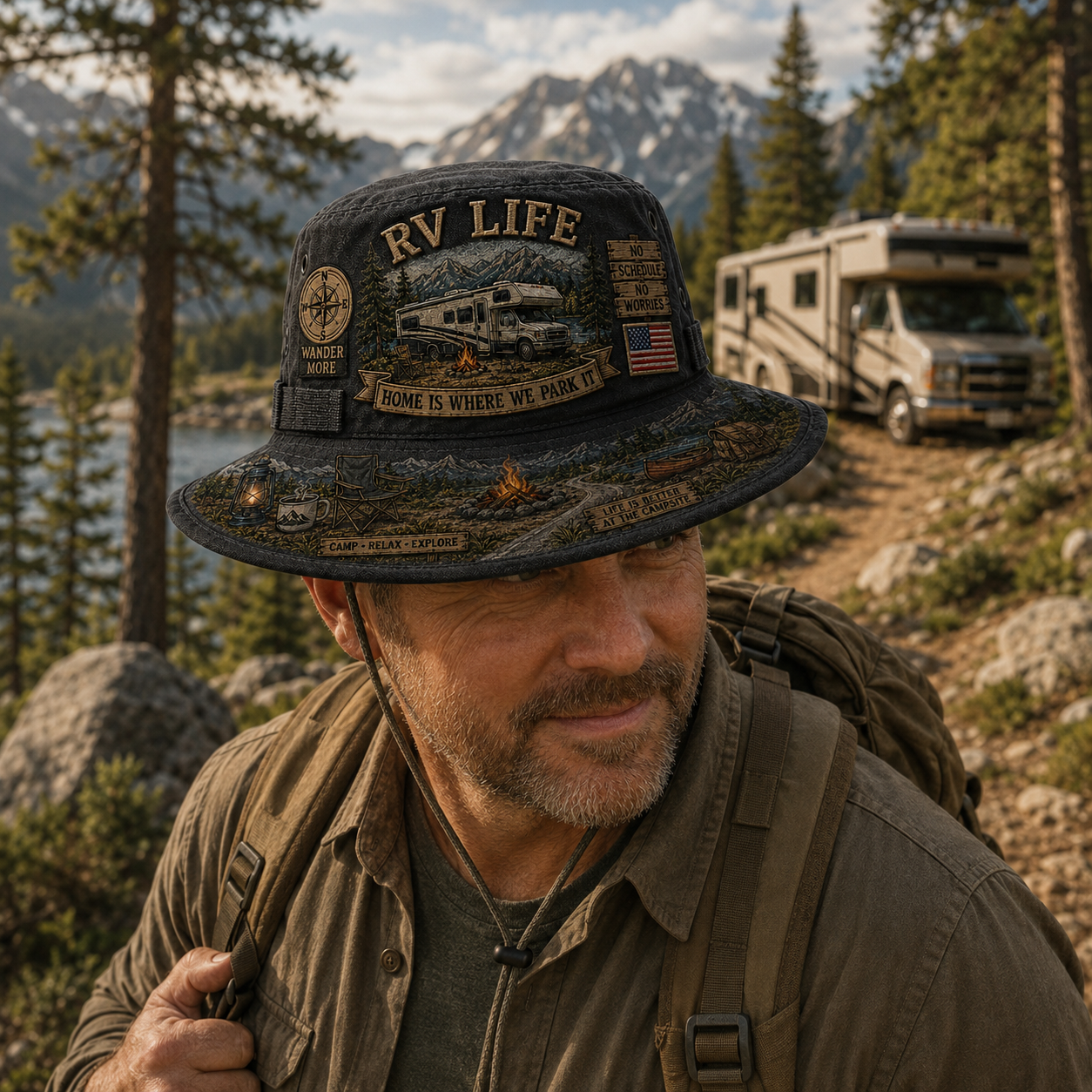 Vintage RV Life Adventure Boonie Hat – Home Is Where We Park It